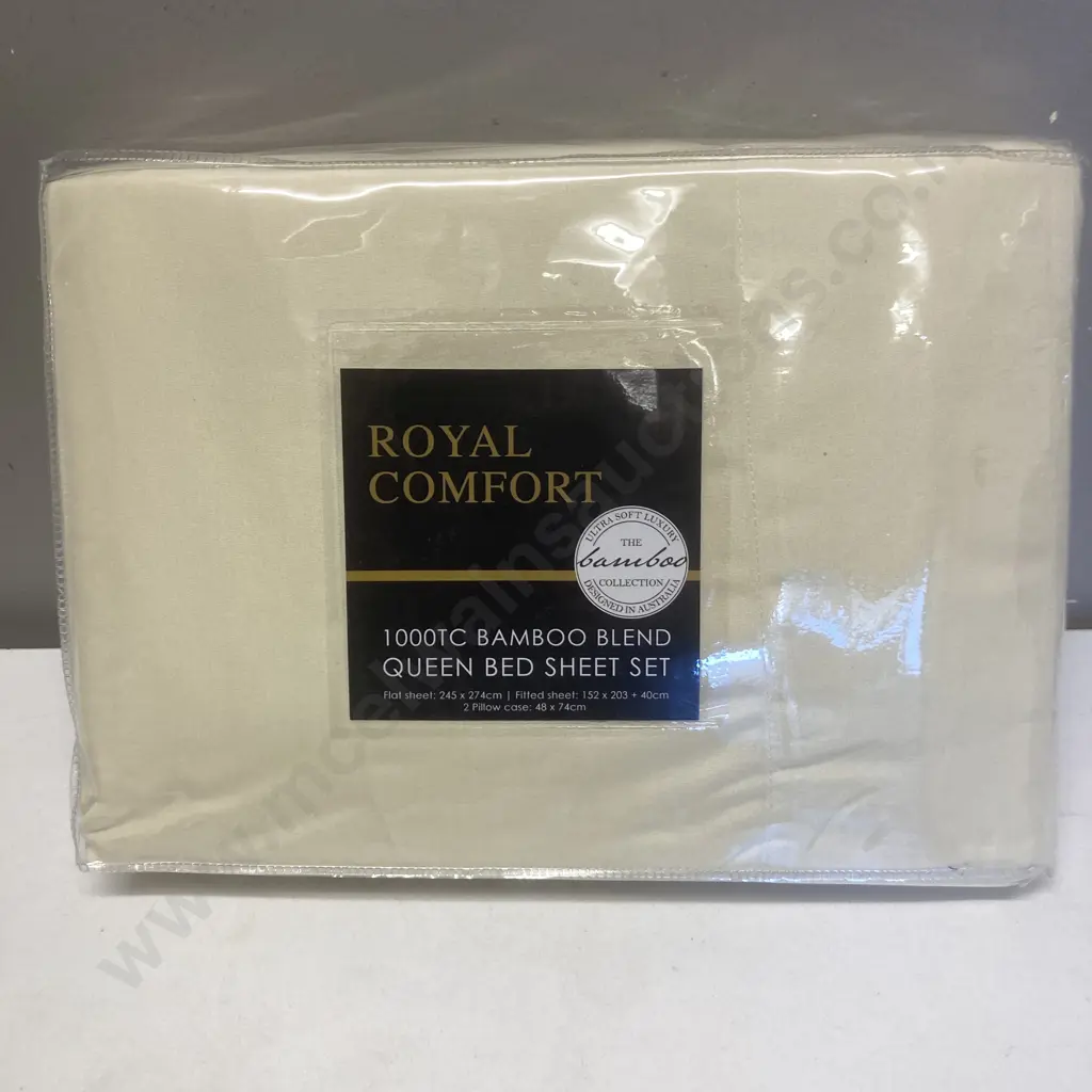 Royal Comfort 1000TC Bamboo Blend Queen Bed Sheet Set - Dark Ivory Image 1++