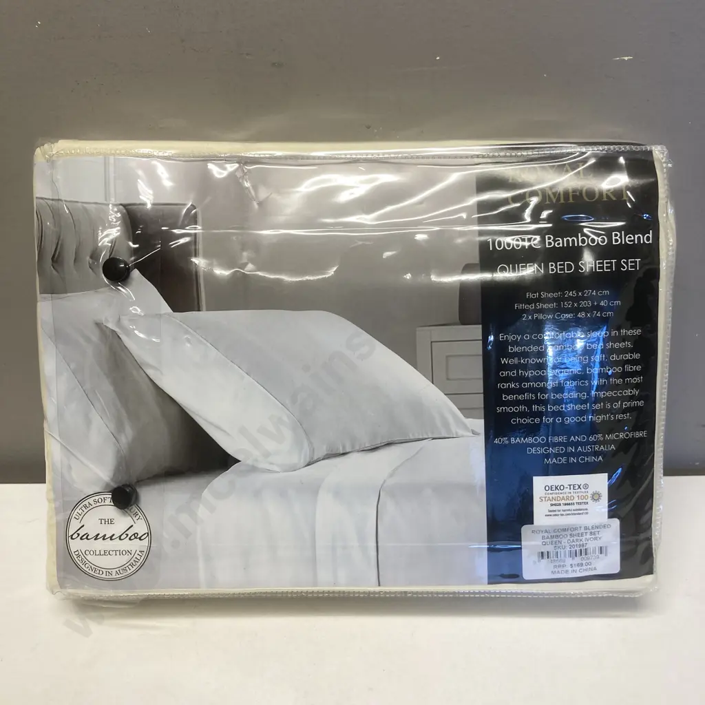 Royal Comfort 1000TC Bamboo Blend Queen Bed Sheet Set - Dark Ivory Image 1++