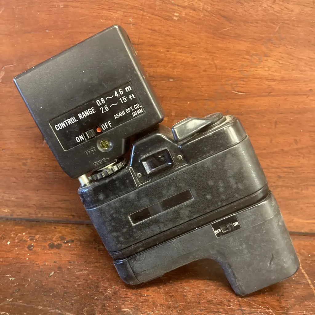 Pentax Auto 110 Super SLR Film Camera 50mm f/2.8 Lense, Winder & Flash Image 1++
