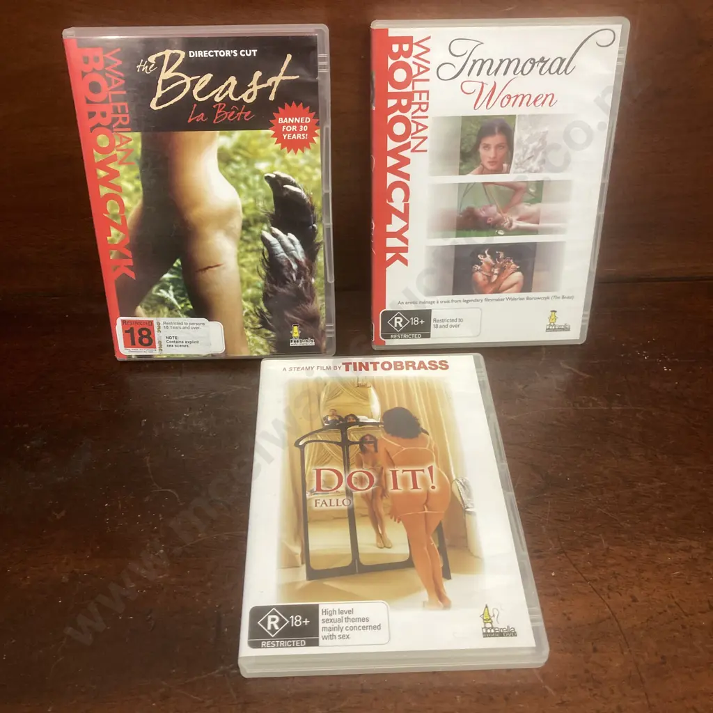 Vintage DVDs Walerian Borowcyk - The Beast La Bete Directors Cut, Immortal Women & Tinto Brass Do It! Fallo Image 1++