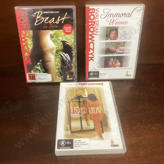 Vintage DVDs Walerian Borowcyk - The Beast La Bete Directors Cut, Immortal Women & Tinto Brass Do It! Fallo