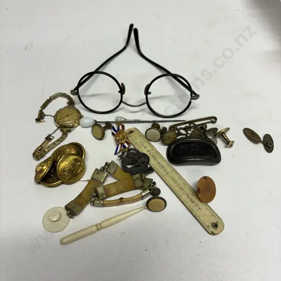 Assortment of Vintage Jewellery, Pins, hair pins including Rolled Gold Watch