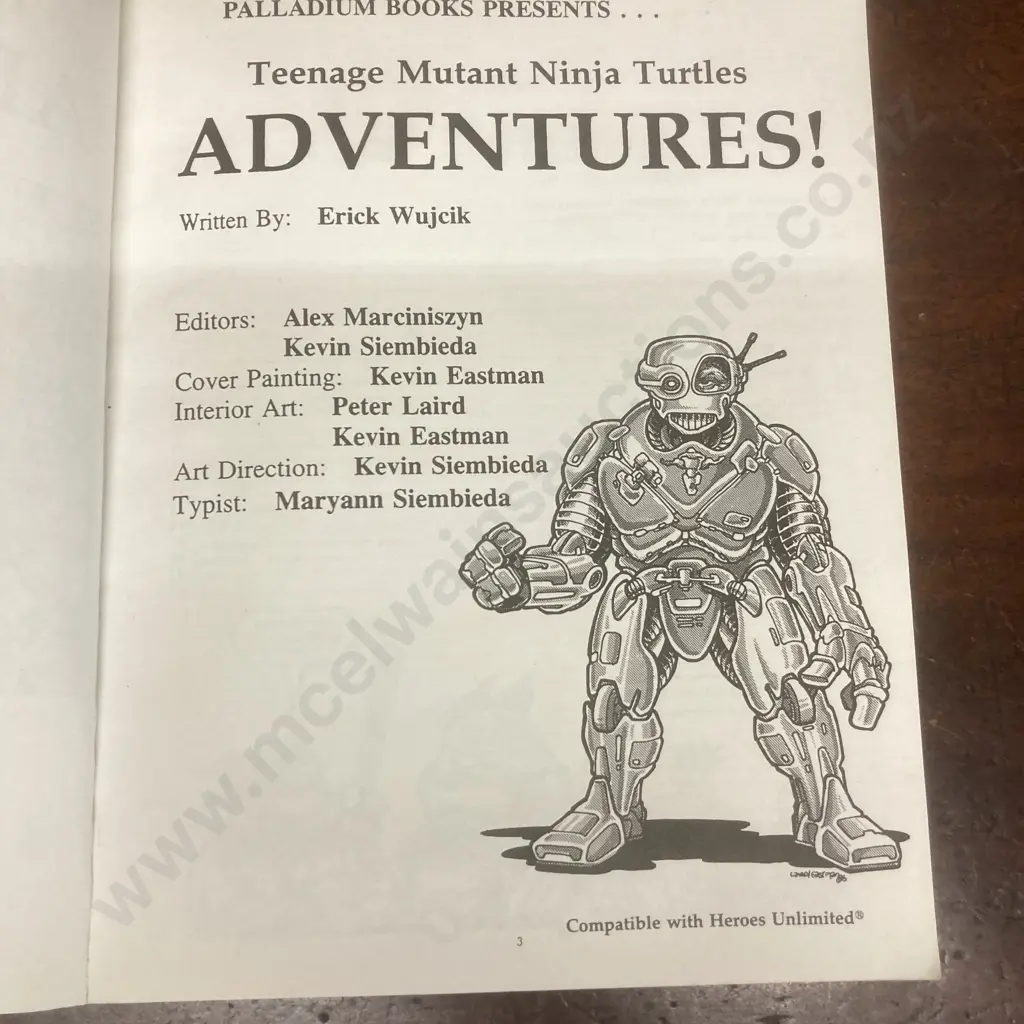 Palladium Books Presents Teenage Mutant Ninja Turtles Adventures! Written by Erick Wujcik RPG Book 1st Printing 1986 Image 1++