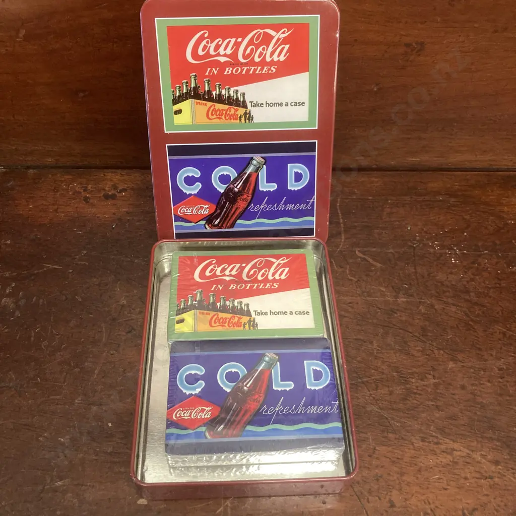 Vintage Giftco Hong Kong Playing Card Holder With Sealed Cards, Coca-Cola Cards In Collectors Tin, Phonecards In Book Image 1++