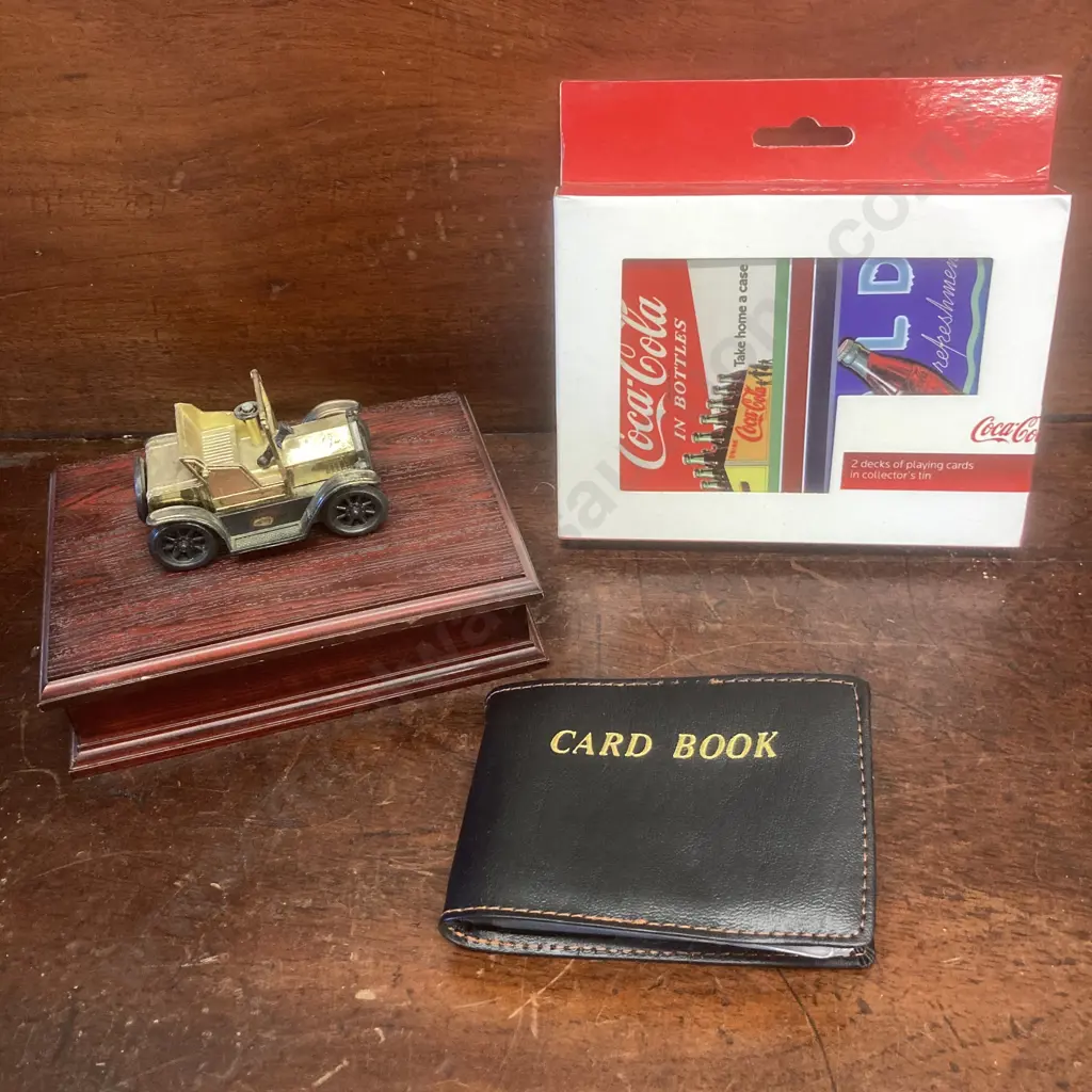 Vintage Giftco Hong Kong Playing Card Holder With Sealed Cards, Coca-Cola Cards In Collectors Tin, Phonecards In Book Image 1++