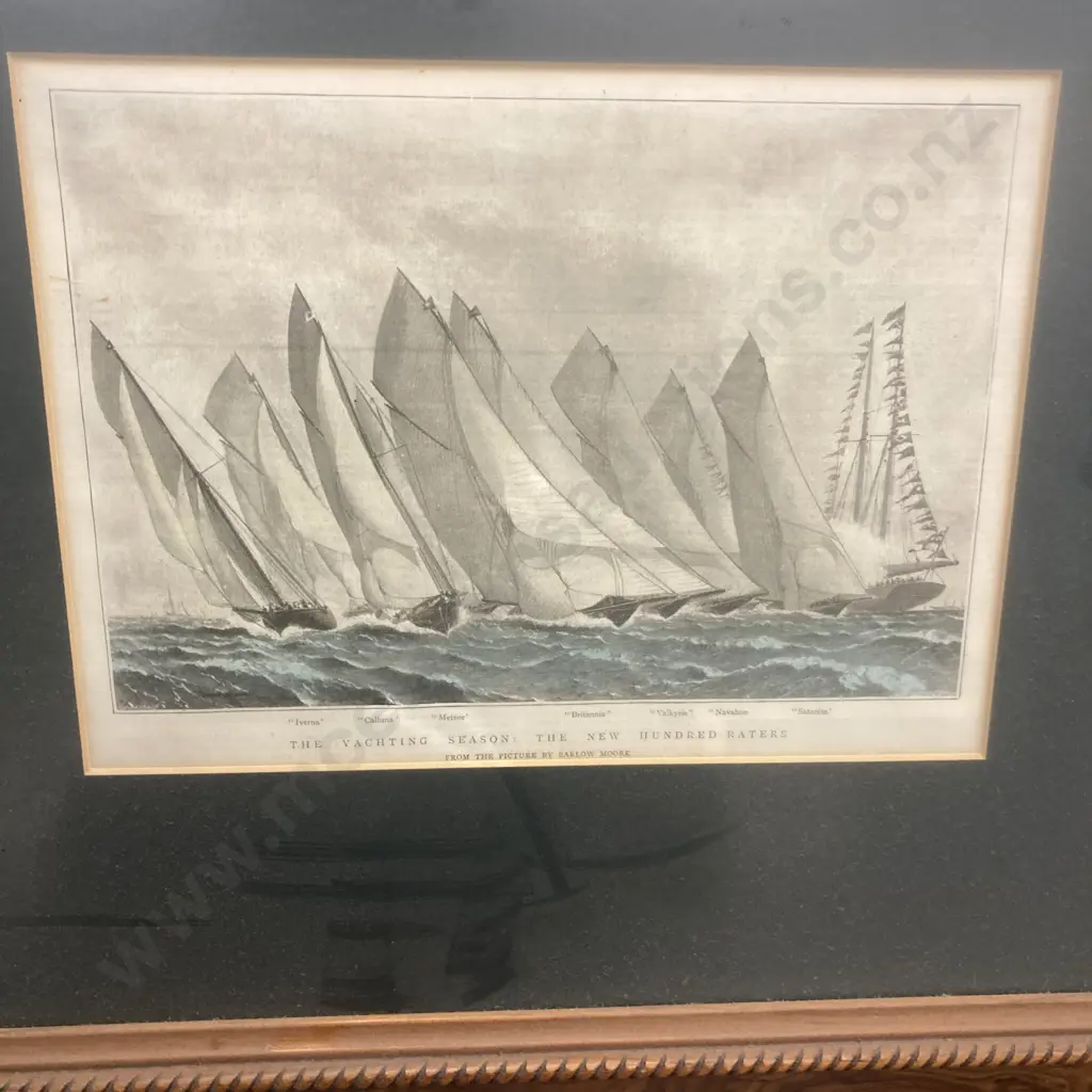 Framed Print 'The Yachting Season: The New Hundred-Raters'  Barlow Moore - Illustration for The Graphic, 3 June 1893 Image 1++