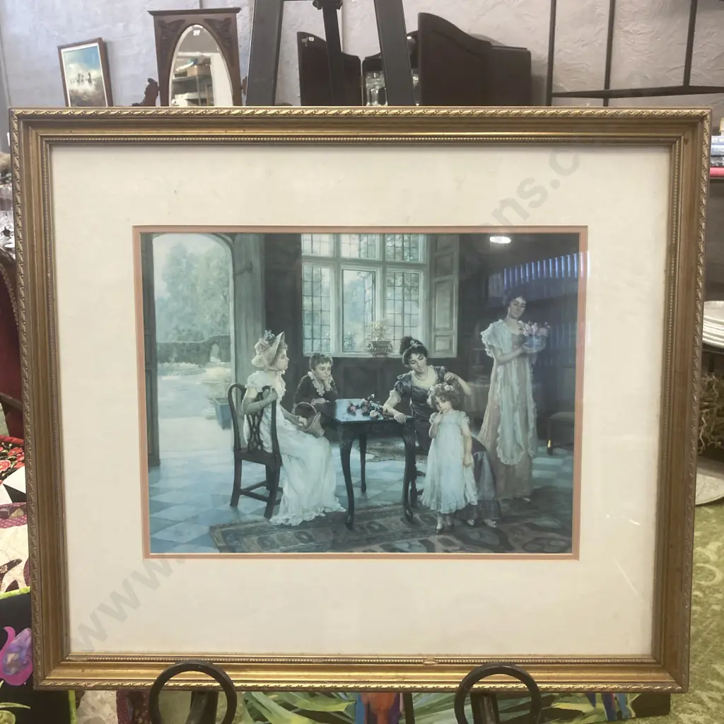 Time For Roses by Charles Haigh-Wood (1856-1927) Framed Glazed Print. 54 x 62cm (Unable to Sell, Donated) Image 1++
