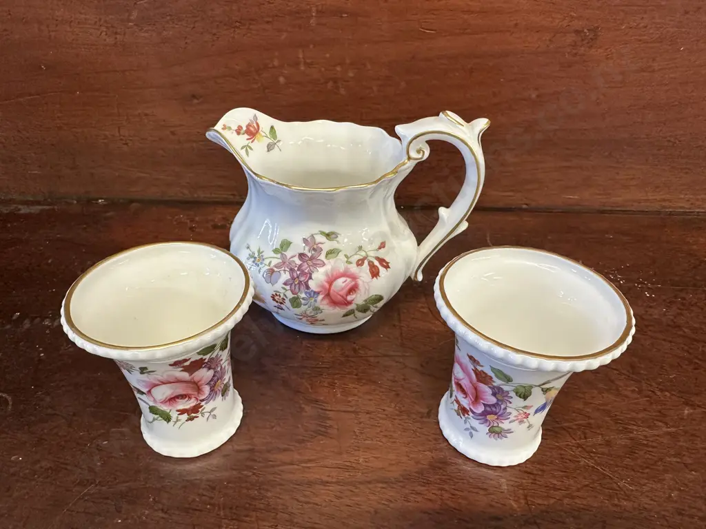 Royal Crown Derby Ware 'Derby Posies' Creamer & Vases Image 1++