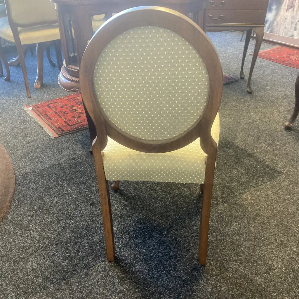 Queen Anne Bedroom Chair, Green Fabric With Braiding Image 1++