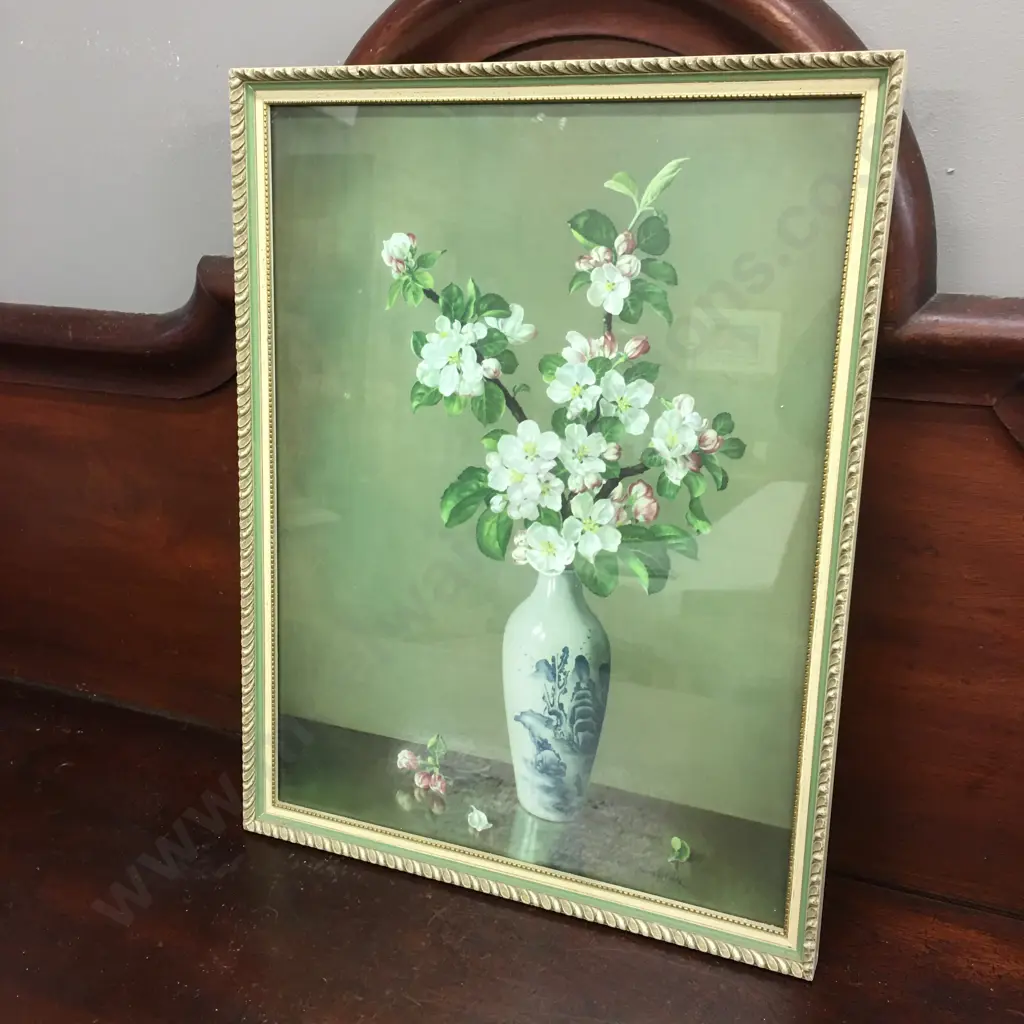 Vintage Framed Artwork 'Spring Blossoms' Signed James Noble H49,W33cm. Image 1++