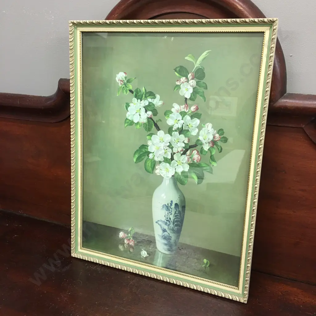Vintage Framed Artwork 'Spring Blossoms' Signed James Noble H49,W33cm. Image 1++