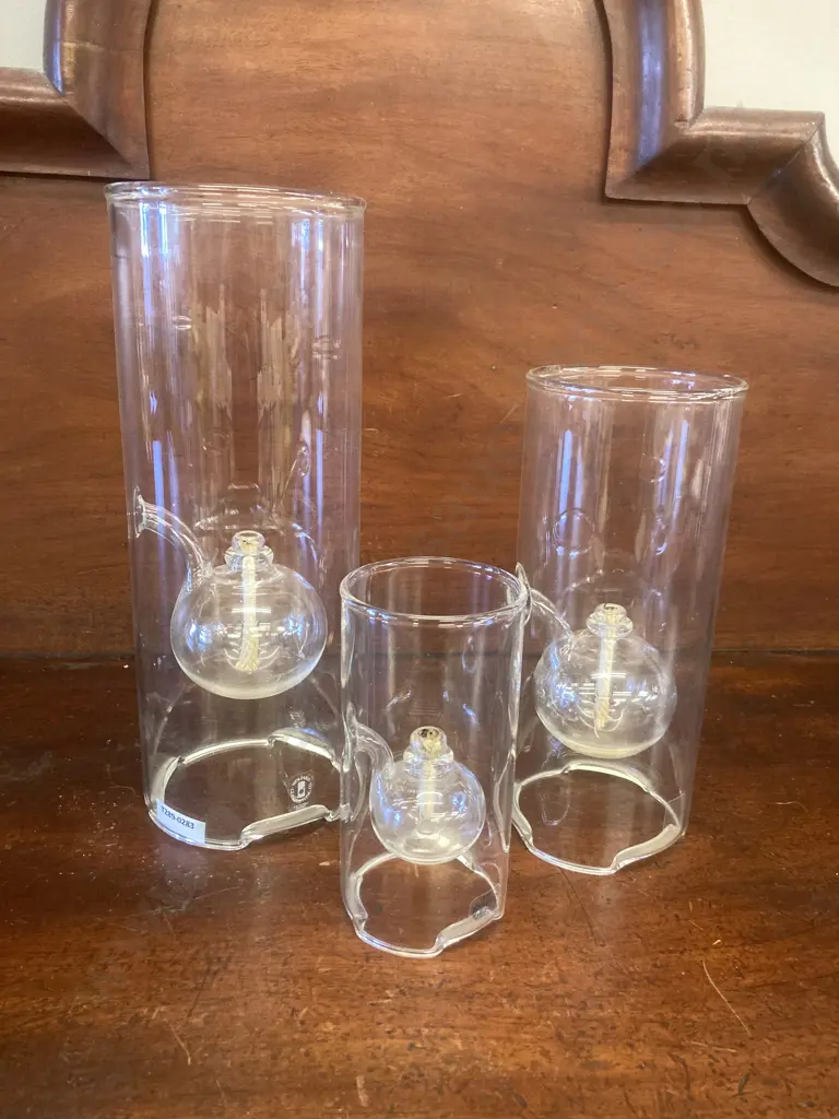 Wolfard Glass Blowing Set of 3 Oil Lamps. H30, 23, 15cm Image 1++