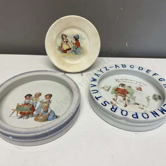 Vintage German Childrens Alphabet Bowl, Roesier Plate Etc