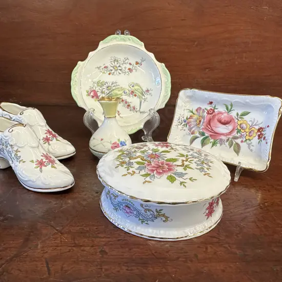 Selection Of Paragon China Items Including Lidded Dish, Shoes Etc