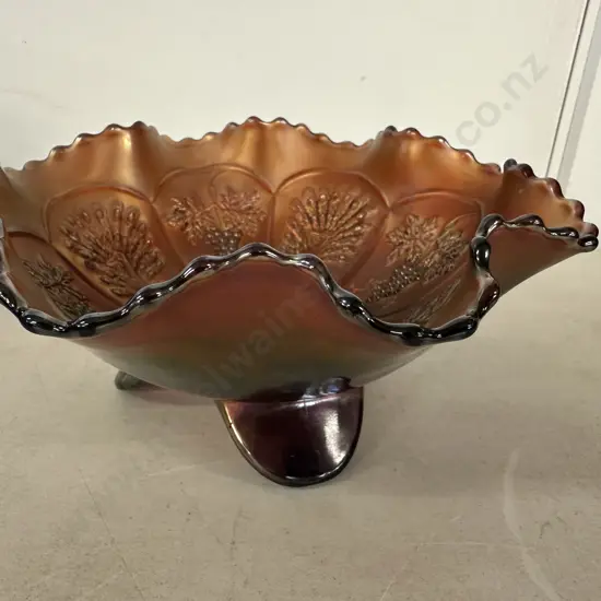 Vintage Carnival Footed Glass Bowl H19, Dia20cm.
