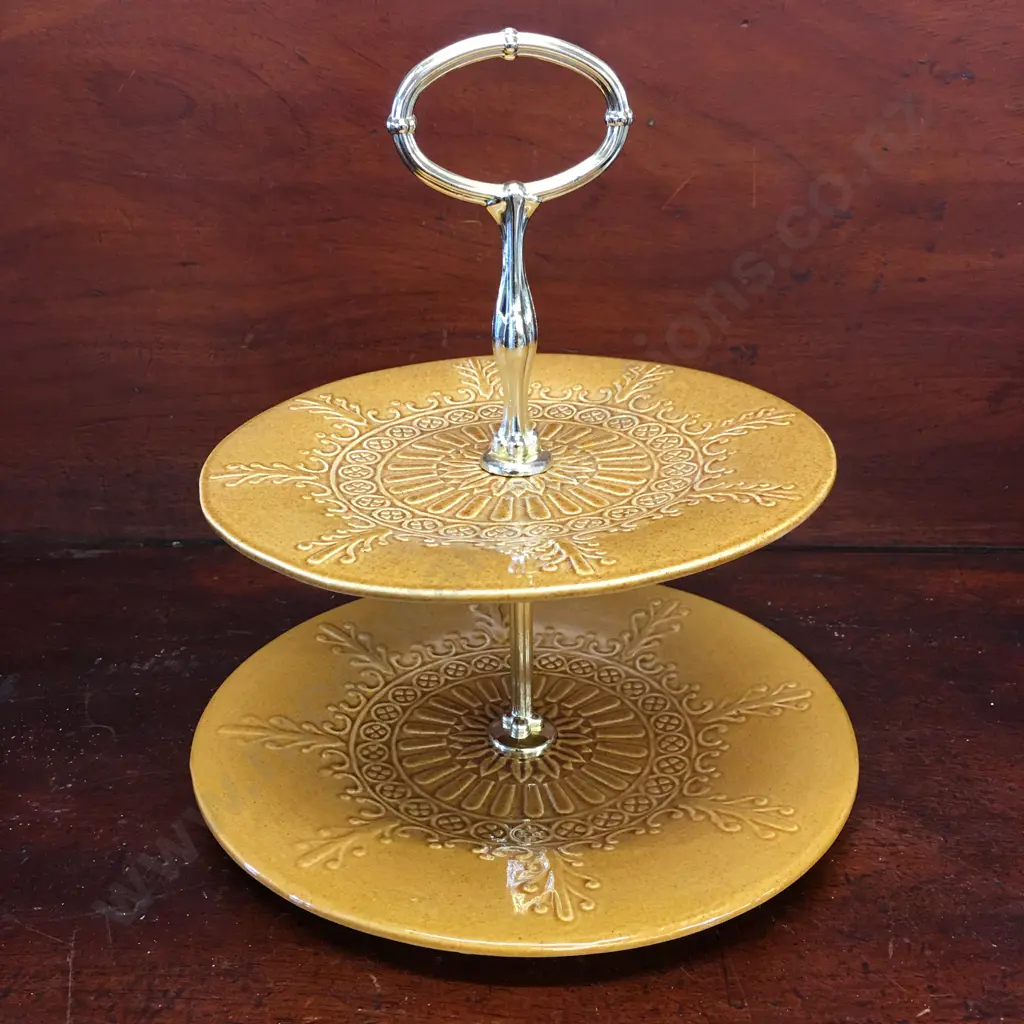 Vintage Irish Ceramics & Crafts Two Tiered Serving Plate With Handle H24cm. Image 1++