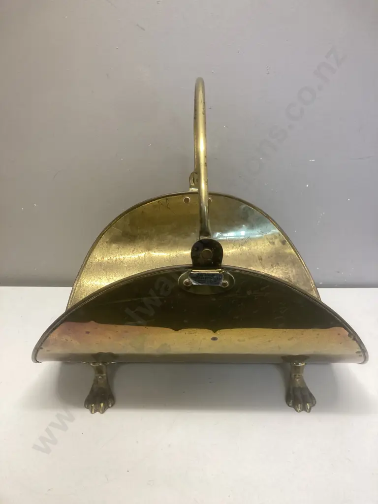 Vintage Brass Log Holder With Claw Feet. H42 W44 D34cm Image 1++