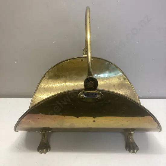 Vintage Brass Log Holder With Claw Feet. H42 W44 D34cm