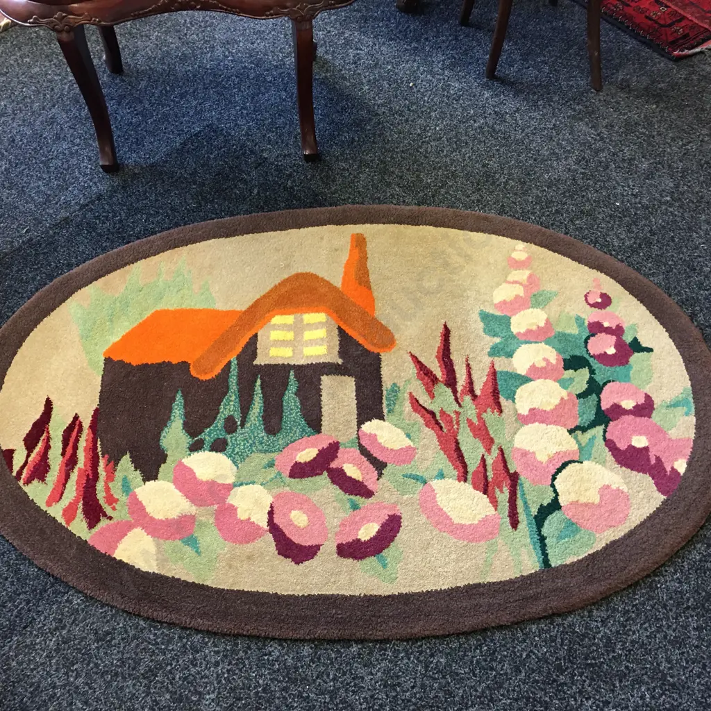 Antique Handmade Oval Floor Rug (Over 100 Years Old) Image 1++