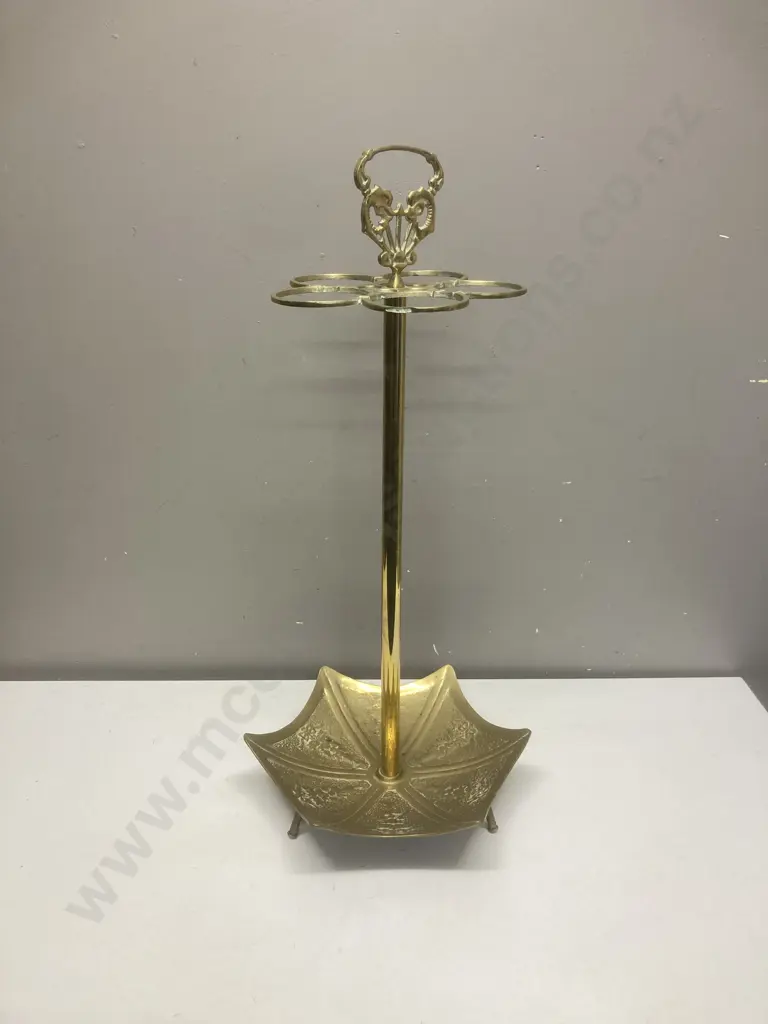 Vintage Brass Art Nouveau Open Umbrella Shaped Umbrella Stand. 64 x 30cm Image 1++