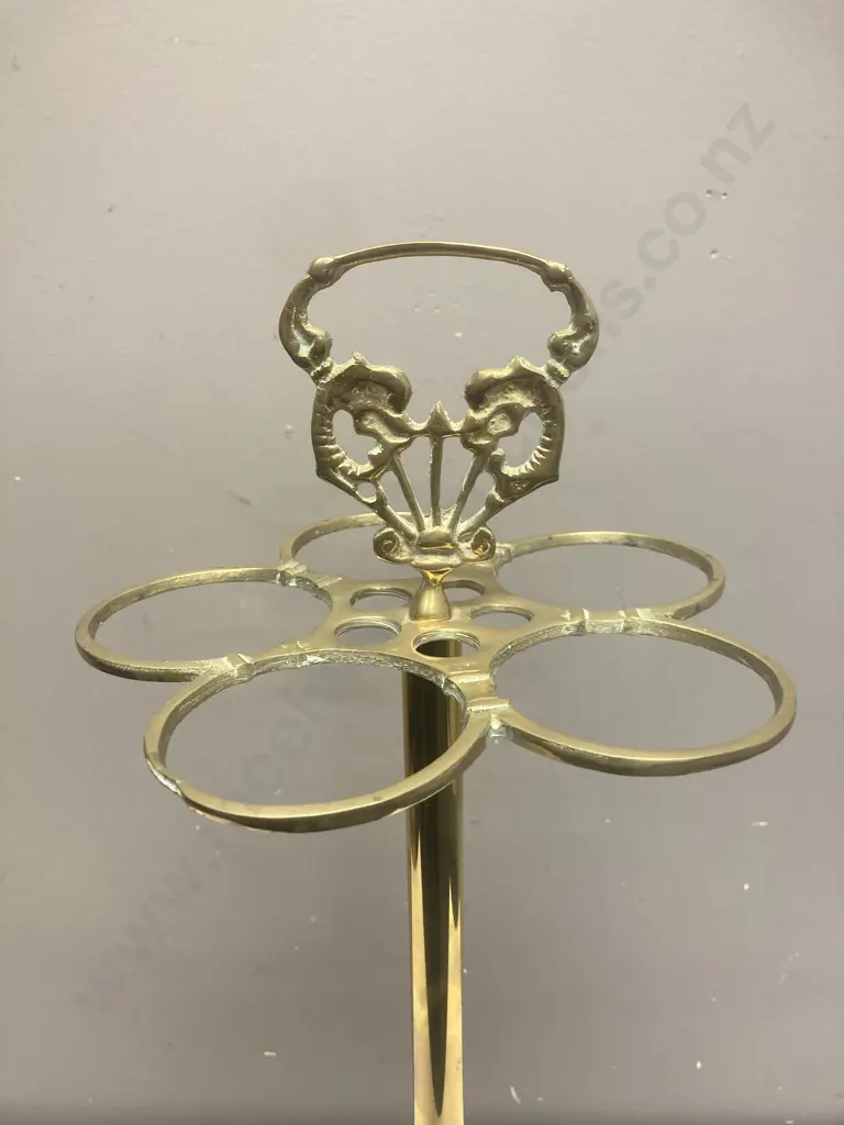 Vintage Brass Art Nouveau Open Umbrella Shaped Umbrella Stand. 64 x 30cm Image 1++