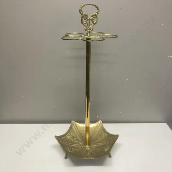 Vintage Brass Art Nouveau Open Umbrella Shaped Umbrella Stand. 64 x 30cm