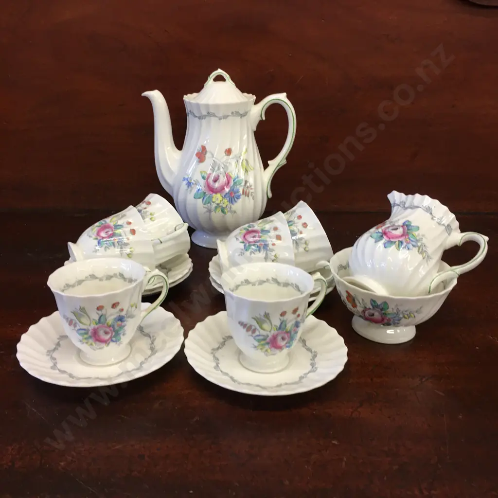Royal Doulton Coffee Pot, Duos x6, Creamer & Sugar Bowl Image 1++