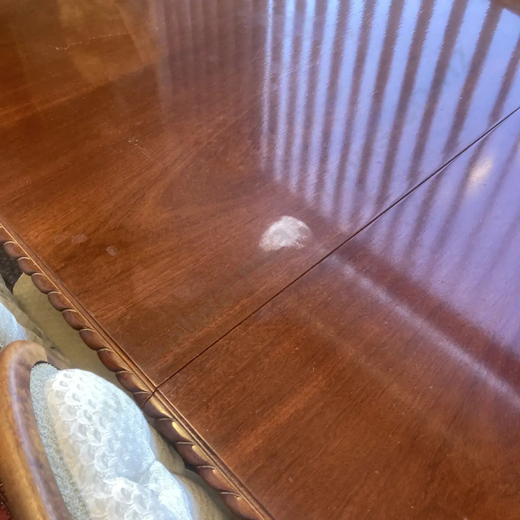 Mahogany Rope Edge Extension Table, 6 Braided Button Back Green Fabric Chairs & 2 Carvers, Carved Double Pedestal Base Image 1++