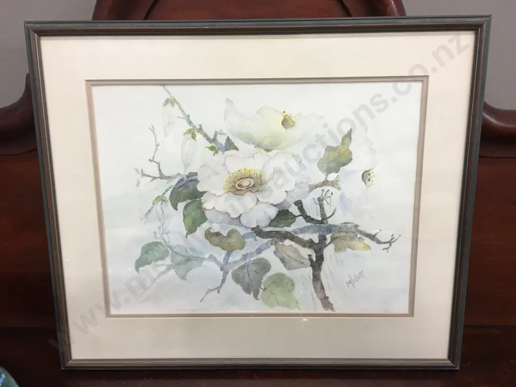 Framed Artwork Water Colour Signed M Watt H44,W52cm. Image 1++