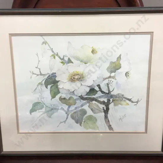 Framed Artwork Water Colour Signed M Watt H44,W52cm.