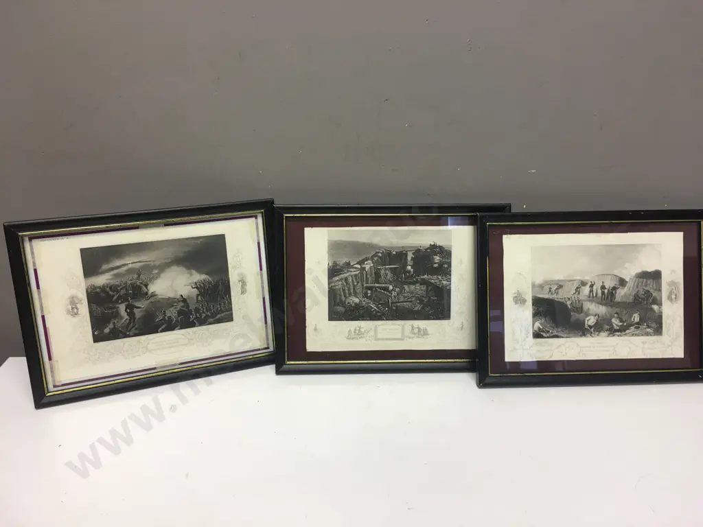 Framed Artwork x3 The Guards Working In The Trenches, The Redan Etc Image 1++