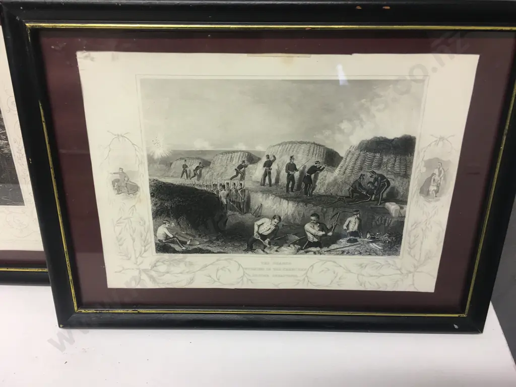 Framed Artwork x3 The Guards Working In The Trenches, The Redan Etc Image 1++