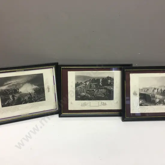 Framed Artwork x3 The Guards Working In The Trenches, The Redan Etc