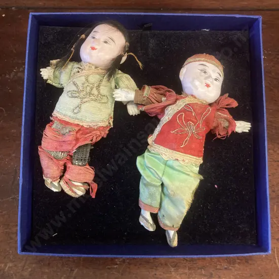 Pair of Antique Japanese Dolls
