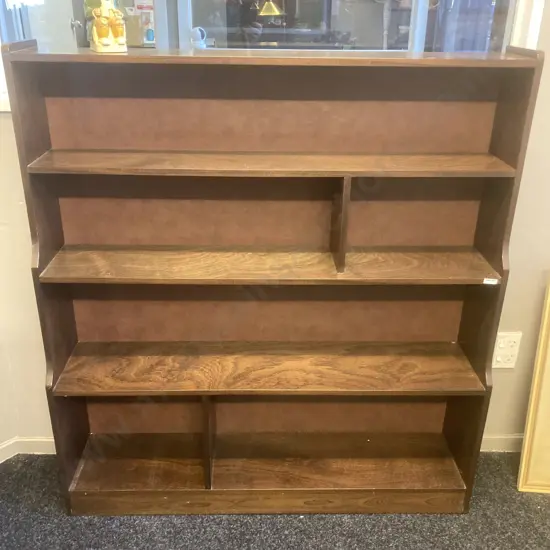Vintage Wooden Bookcase With Graduating Sides. 120 x 110cm
