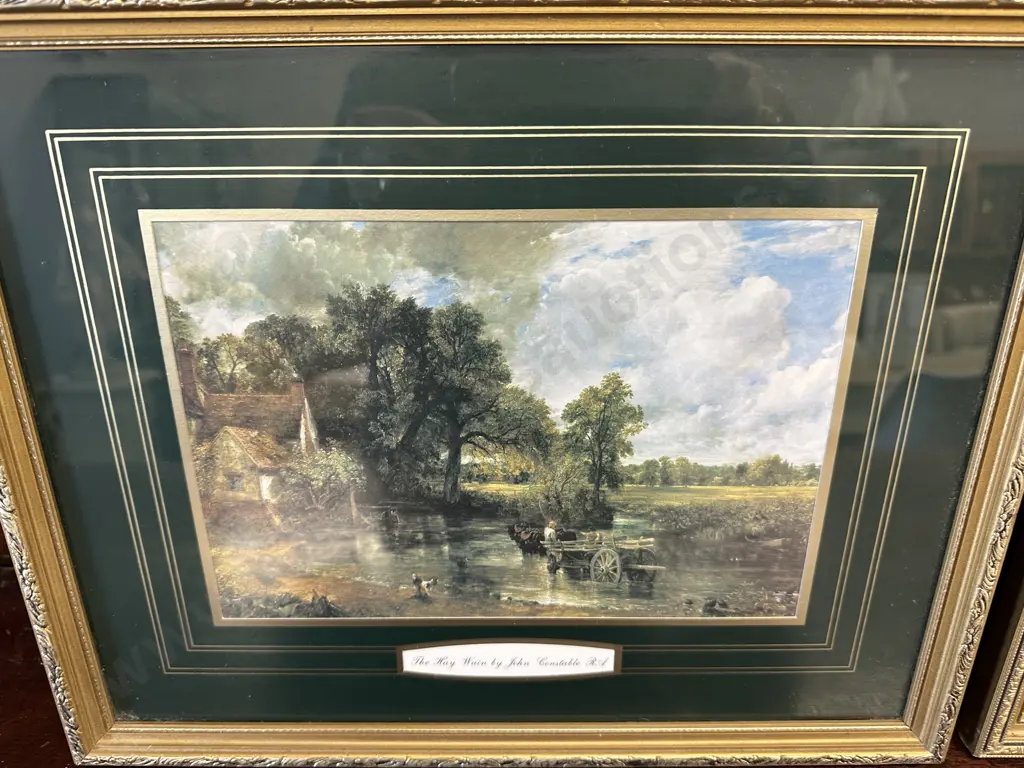 Vintage Gilt Framed Artwork H31,W39cm. 'The Hay Wain' & 'Salisbury Cathedral' By John Constable Image 1++