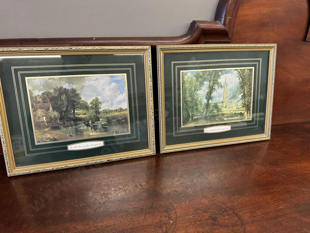 Vintage Gilt Framed Artwork H31,W39cm. 'The Hay Wain' & 'Salisbury Cathedral' By John Constable Image 1++