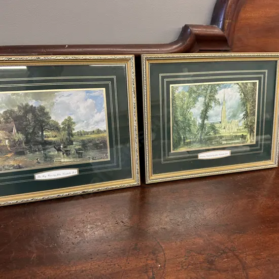 Vintage Gilt Framed Artwork H31,W39cm. 'The Hay Wain' & 'Salisbury Cathedral' By John Constable