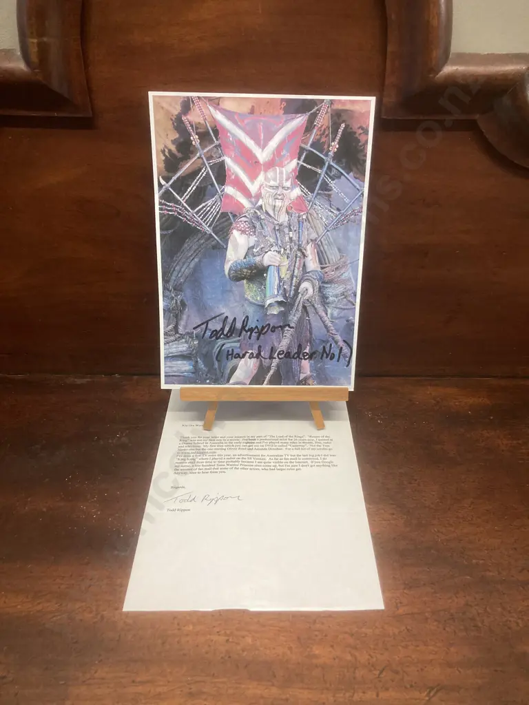 Todd Rippon "Lord Of The Rings - Harad Leader No1" Autographed Photo With Correspondence, 30x21cm Image 1++