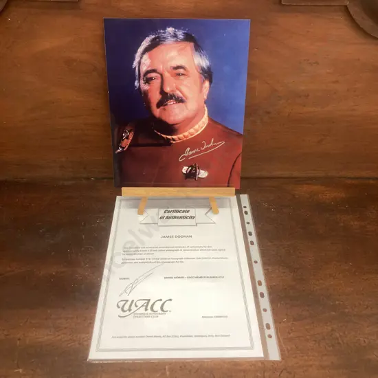 James Doohan Star Trek Autographed 25 x 21cm Colour Photo With COA