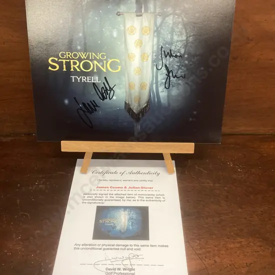 James Cosmo & Julian Glover Signed Game Of Thrones Memorabilia 'Growing Strong' 21x25cm With COA