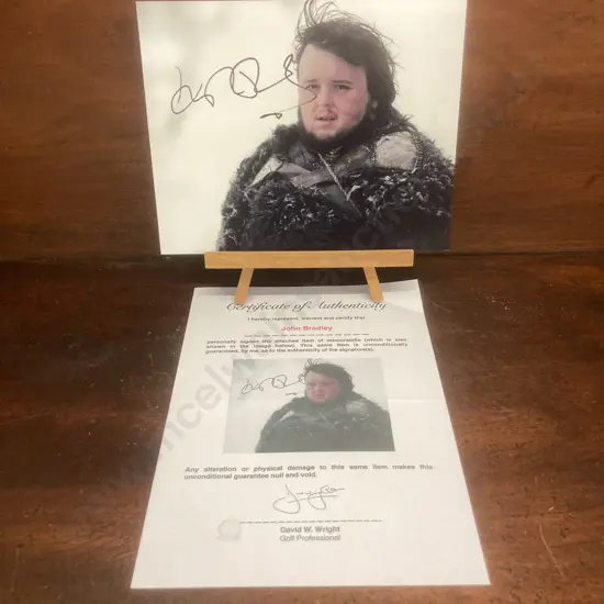 John Bradley- Game Of Thrones Signed Photo With COA. 20x25cm