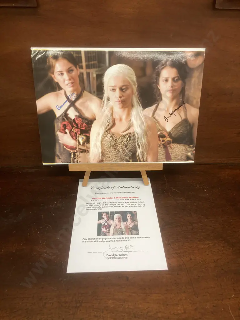 Amrita Acharia & Roxanne McKee - Game Of Thrones Signed Photo With COA. 20x30cm Image 1++