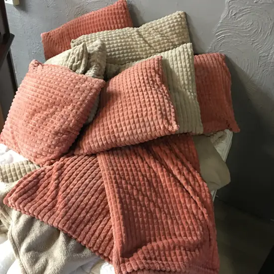 Selection Of Cushions & Throws Terrocotta & Beige Tones