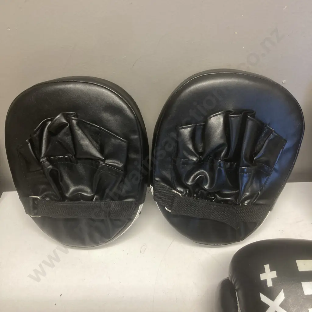 2 Pair of Boxing Gloves, RKA Focus Pads, Belts, Puma UK8 Football Boots Image 1++