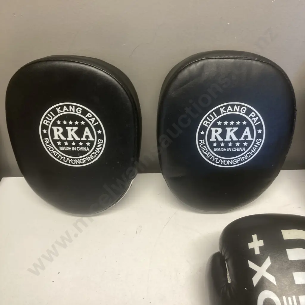 2 Pair of Boxing Gloves, RKA Focus Pads, Belts, Puma UK8 Football Boots Image 1++