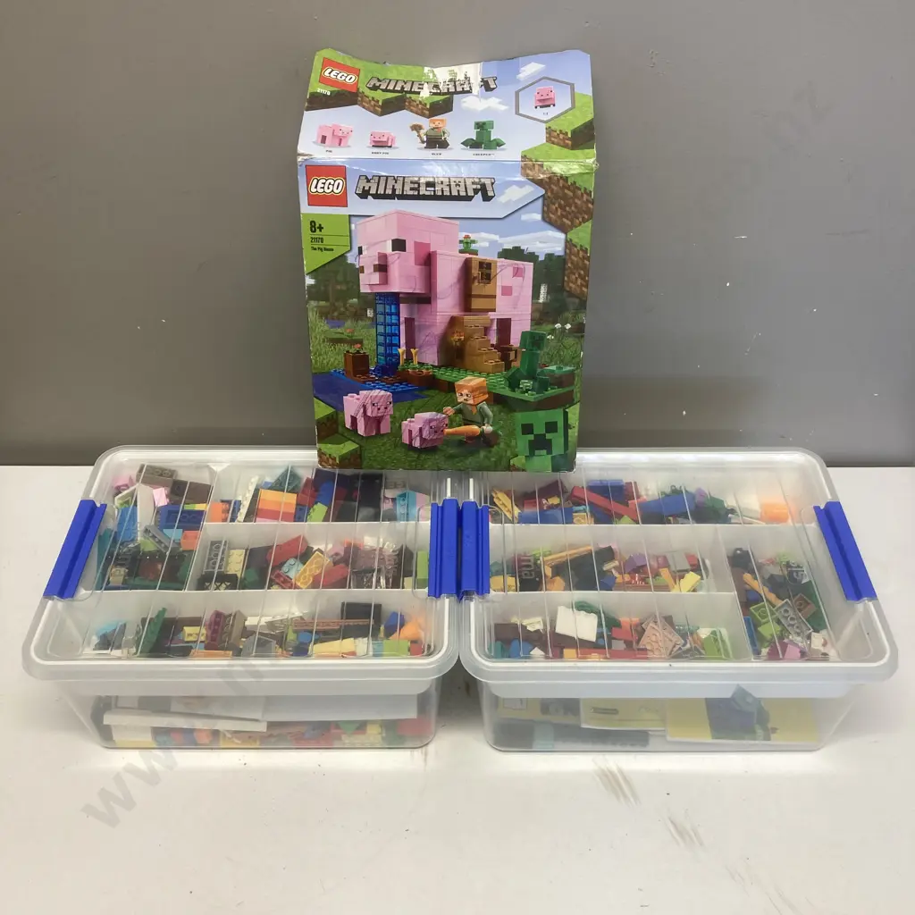 Lego Minecraft 21170 The Pig House & Pair of Sistema Containers of Lego Image 1++