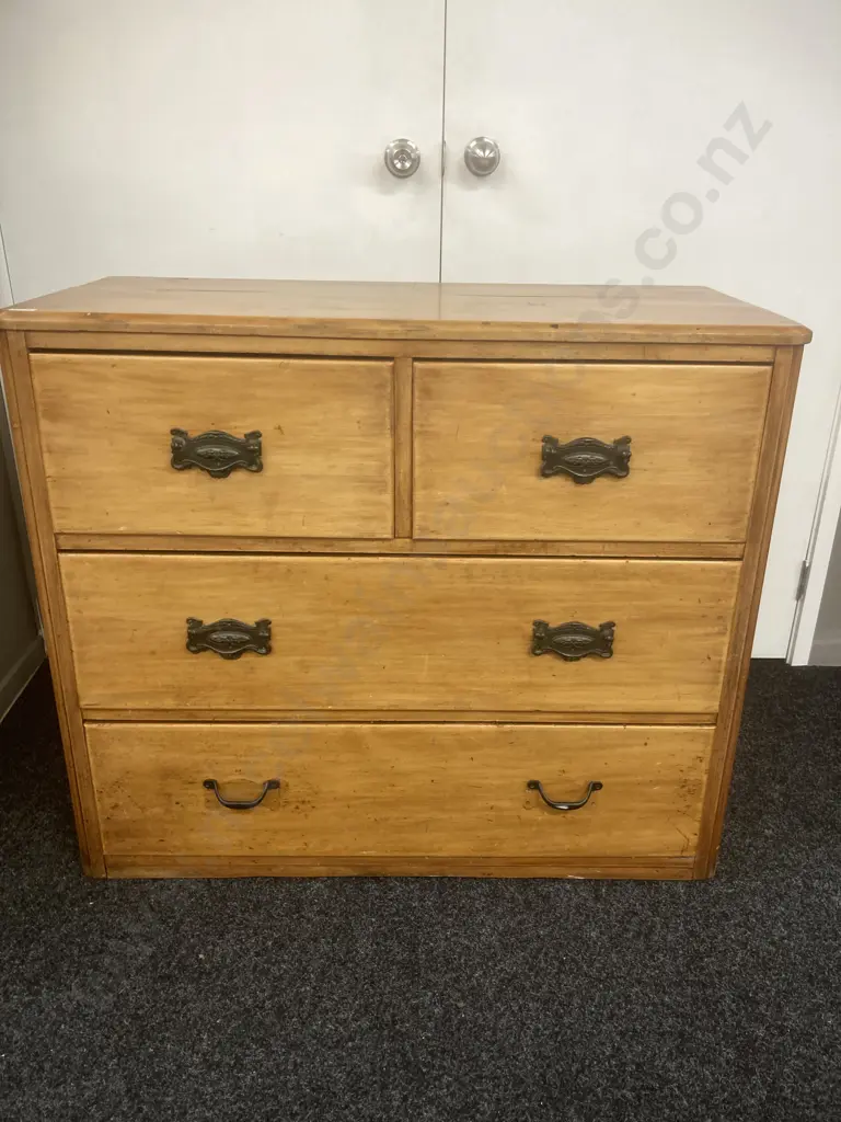 Vintage Kauri 4 Drawer Scotch Chest. H87 W103 D45.5cm Image 1++