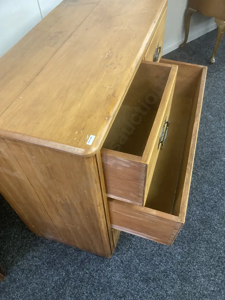 Vintage Kauri 4 Drawer Scotch Chest. H87 W103 D45.5cm Image 1++