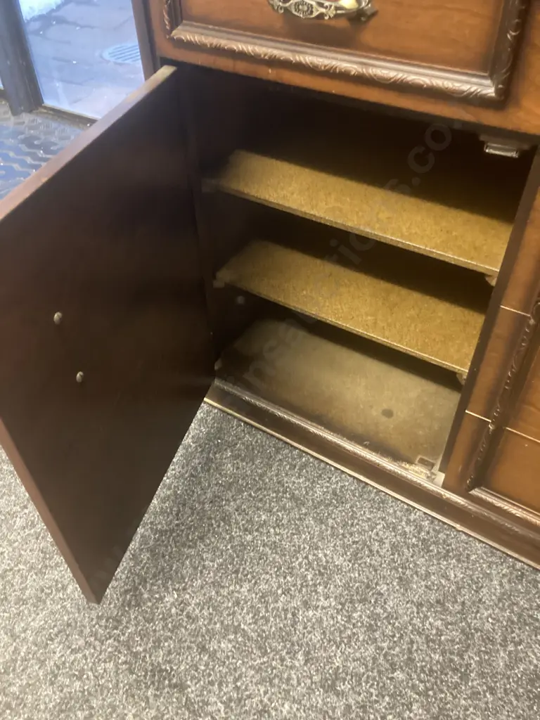 Vintage Wooden Rolltop Desk (No Key). H105 W88 D60cm Image 1++